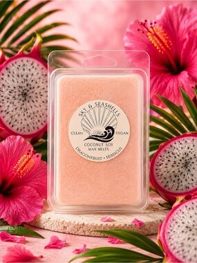 Hand Crafted “Dragonfruit Hibiscus” Scented Wax Melts/Coconut Soy Wax Seashells